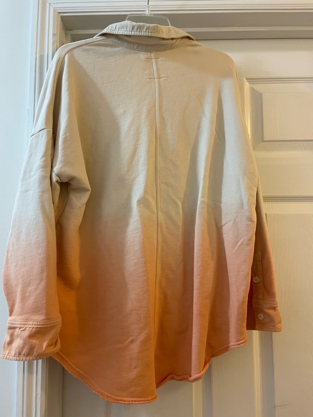 Aerie Throwback Cream to Peach Ombre Button-Up Shacket (0012) - Picture 2 of 3